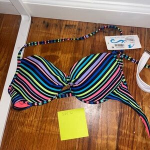 California Waves Multicolor Striped Bikini Top